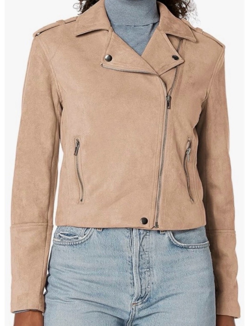 BB Dakota Tan Suede Asymmetric Biker Jacket